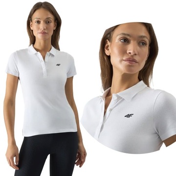 KOSZULKA DAMSKA 4F POLO T-SHIRT POLÓWKA BAWEŁNIANA ODDYCHAJĄCA SS24F132