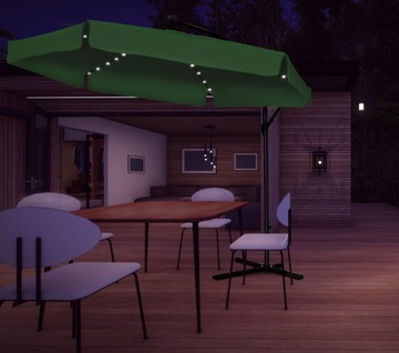 СКЛАДНОЙ САДОВЫЙ ЗОНТ ЗЕЛЕНЫЙ 350см С КРЫШКОЙ СВЕТОДИОДНОЕ СОЛНЕЧНОЕ ОСВЕЩЕНИЕ