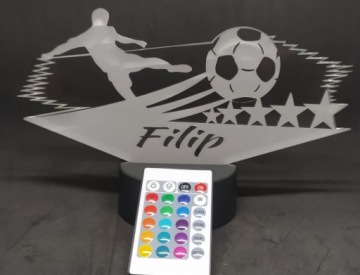 3D СВЕТОДИОДНАЯ ЛАМПА С ПУЛЬТОМ ФУТБОЛИКА С ИМЕНЕМ ПОДАРКА