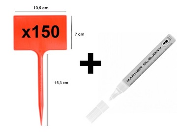 Tabliczki czerwone do opisu roślin 150 szt.+marker