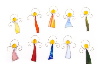 ANIOŁ WITRAŻ ANIOŁEK PREZENT 10cm RÓŻNE KOLORY