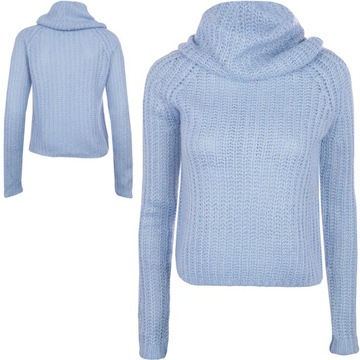 F&F Modny Elegancki Błękitny Kobiecy Sweter Wykładany Damski Golf XL 42