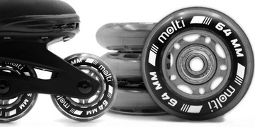 Комплект из 8 колес 64 мм + подшипники abec-9 для роликовых коньков molti.