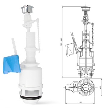 Сливной клапан для смыва, универсальная кнопка смыва для унитаза с двойной функцией