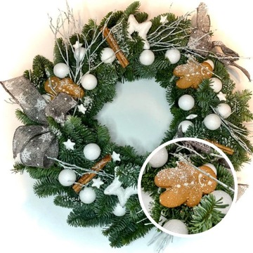 Wianek bożonarodzeniowy na drzwi stroik ŻYWY jodła