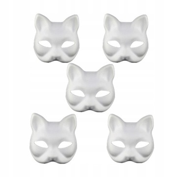 5 Pcs Cat Face Mask DIY Paintable Blank Mask Eco-f