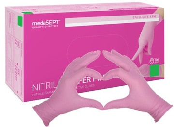 Rękawice rękawiczki nitrylowe MedaSEPT roz. S różowe 100 szt.