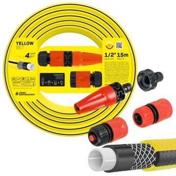 CELLFAST 4-СЛОЙНЫЙ САДОВЫЙ ШЛАНГ 1/2 ДЮЙМА 20 БАР 15 м + СОЕДИНИТЕЛИ ПОЛЬСКИЙ ПРОДУКТ