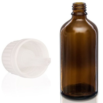 Butelka szklana 100ml z kroplomierzem białym (P)