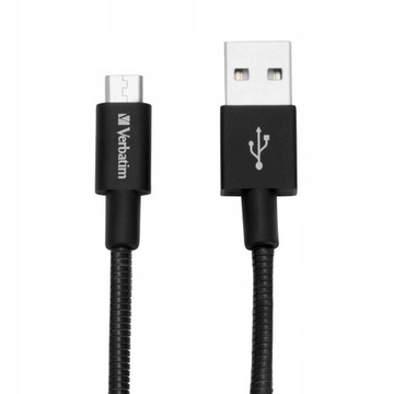 Kabel USB - USB micro 0,3m Verbatim 48866 oplot czarny