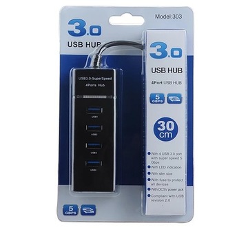 Разветвитель USB HUB КАБЕЛЬНЫЙ РАЗДЕЛИТЕЛЬ НА 4 ПОРТА USB 3.0 5 Гбит/с для компьютера