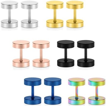 WKOUD 6 пар круглых серег-гвоздиков из нержавеющей стали для мужчин и