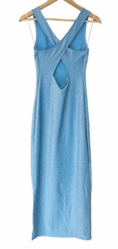 Noisy May brokatowa niebieska suknia maxi M