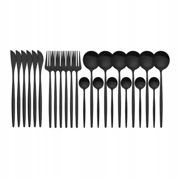 24Pcs zestaw obiadowy ze stali nierdzewnej czarny