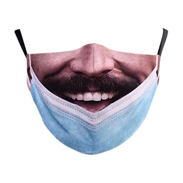 Funny Pulled Down Prank Face Mask Mouth Covering Trick Prank Pattern Mask E