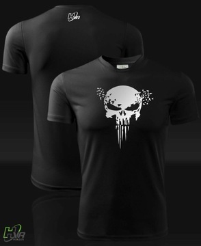 Термоактивная черная футболка с принтом PUNISHER для бега в спортзале