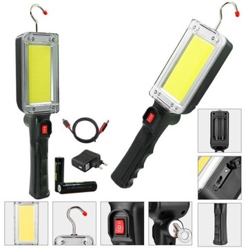 ЛАМПА ДЛЯ МАСТЕРСКОЙ COB LED РАБОЧАЯ ЛАМПА АККУМУЛЯТОРНАЯ 700 лм USB МАГНИТ + КРЮК