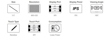 СЕНСОРНЫЙ ЖК-ЭКРАН TFT 3,5 ДЮЙМА IPS Raspberry Pi