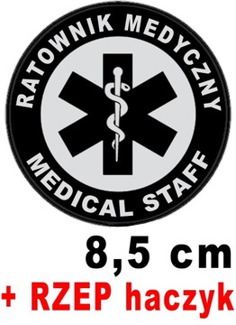 RATOWNIK MEDYCZNY Medical Staff naszywka odblaskowa emblemat 8,5 cm RZEP