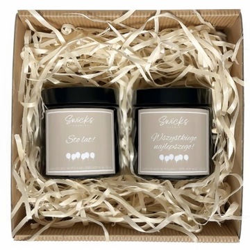 Zestaw świece sojowe z napisami 2x120ml prezent na urodziny