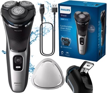ELEKTRYCZNA MASZYNKA DO GOLENIA ZAROSTU TWARZY GOLARKA PHILIPS Z TRYMEREM