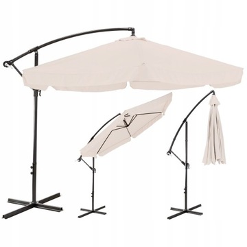 HIT Parasol ogrodowy regulowany z wysięgnikiem beże i brąz 3M CASABLANCA