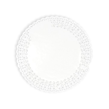 Serwetki białe Okrągłe Porcelanowe Ażurowe Ozdobne 18 cm - 100 szt.