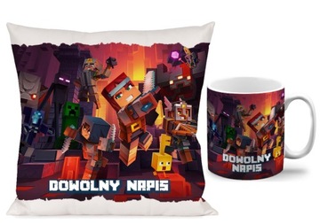 ZESTAW KUBEK + PODUSZKA MineCraft + IMIĘ 40 W25