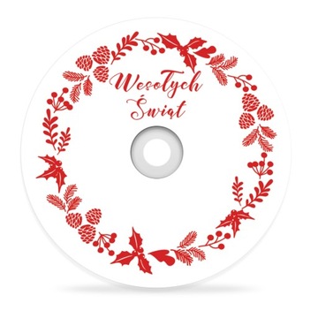 Płyta DVD ze świątecznym czerwonym wianuszkiem WESOŁYCH ŚWIĄT
