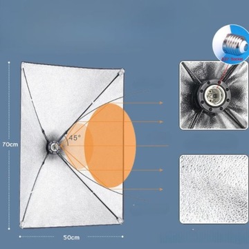 2 лампы для фотосъемки в софтбоксе, 50 x 70 см, штатив, 180 см, 45 Вт, пилотная лампа