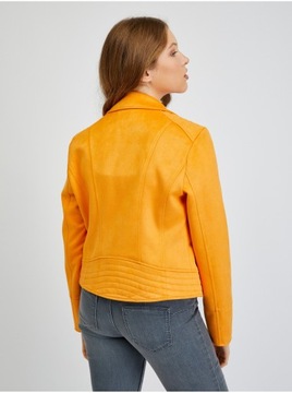 Pomarańczowa kurtka damska skórzana z zamszu ORSAY