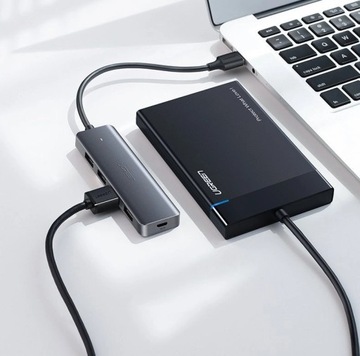 АДАПТЕР UGREEN USB HUB 4 В 1 НА 4X USB 3.0 + СЕРЫЙ КАБЕЛЬ USB-C 15 СМ £ 5