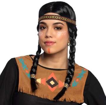 PERUKA INDIANKA WARKOCZE CZARNE + OPASKA