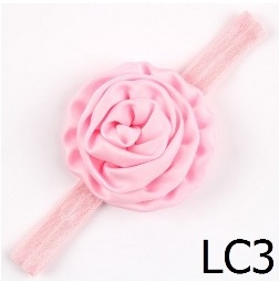 LC3* Satynowa Opaska Kwiat Chrzest Roczek RÓŻOWA