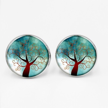 Charm Tree of Life Crown Time Glass Gem Cufflinks
