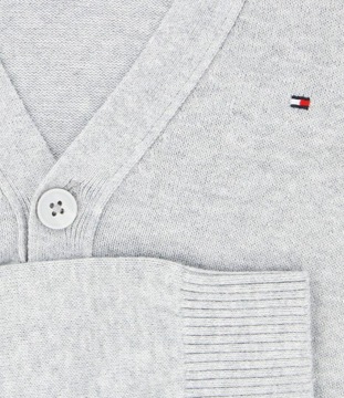 Sweter męski kardigan TOMMY HILFIGER r. S szary bawełniany rozpinany