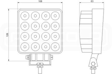 Рабочая лампа 16xLED 2100 ЛМ 43Вт + подключение