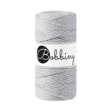 Sznurek makrama Bobbiny 3mm skręcany Jasny szary
