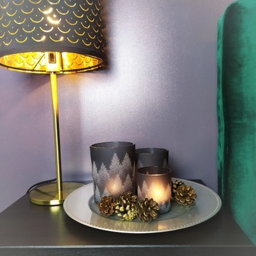 Подсвечник-фонарь из серого стекла, высота 8 см.