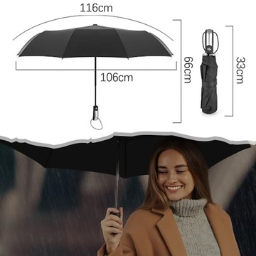 PORZĄDNY PARASOL PARASOLKA AUTOMAT SKŁADANY WŁÓKNO DUŻY XL UNISEX POKROWIEC