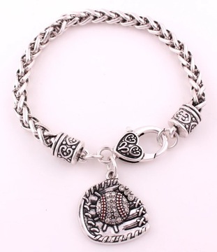 New Arrival antique sliver plated studded with sparkling crystal SOFTBALL o
