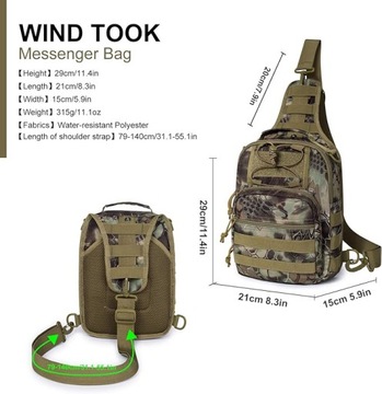 WIELOFUNKCYJNA TORBA NA RAMIĘ TAKTYCZNA CAMO SYSTEM MOLLE