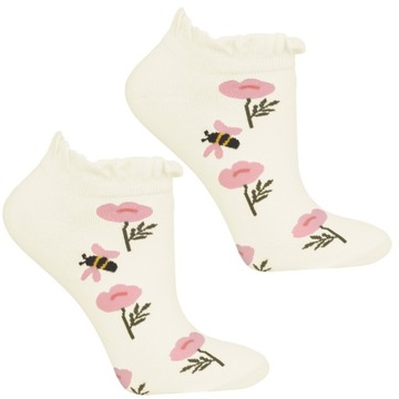 3x Ponožky Dámske Členkové Ponožky Bavlnené v Kvety Očarujúce MORAJ 35-38