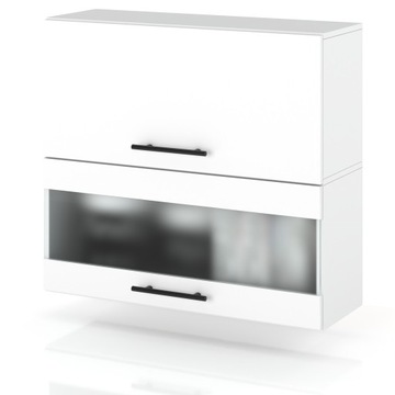 SZAFKA KUCHENNA WISZĄCA GÓRNA KLAPOWA ZE SZKŁEM BIAŁY MAT 80CM