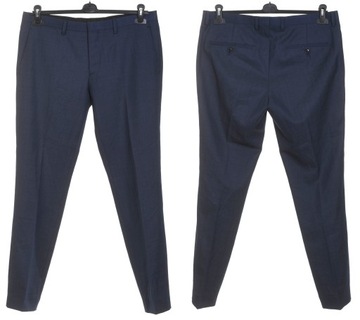 WE granatowe spodnie garniturowe 50% wełna slim fit r. 50