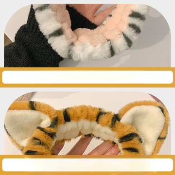 Женская повязка для волос TIGER FUZY, 2 шт., плюшевая повязка на голову для макияжа, эластичная эластичная головка