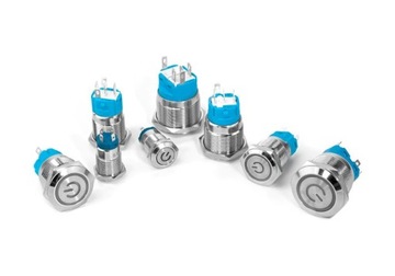 Przycisk przełącznik metalowy 19mm LED 12V 24V bi