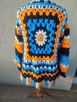 Sweter na szydełku handmade boho rękodzieło