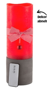 Świeca woskowa Deco LED 30cm czerwona z pilotem