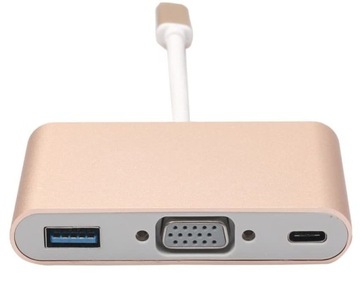 Конвертер адаптера HUB USB 3.1 Type C в USB 3.0 / VGA / USB-C Gold Gold